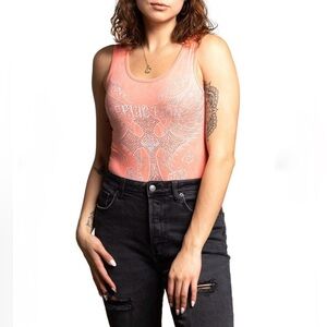 Affliction MARGO WINGS BODYSUIT Orange Pink Women’s Bodysuit Size Medium